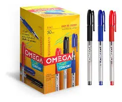 Boligrafo Omega punta metal y grip de goma azul