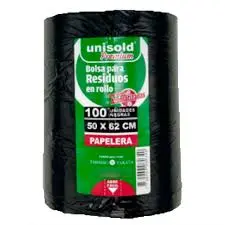 [BPSOL100] Bolsas rollo UNISOLD Premium p/papelera 50x60cm x100